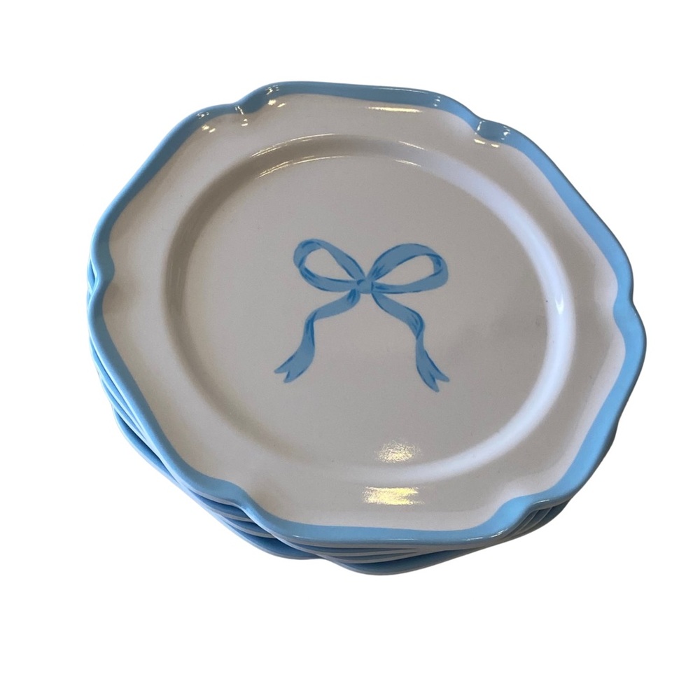 Shabby Chic Blue Bow Coquette Melamine  8-inch Plates